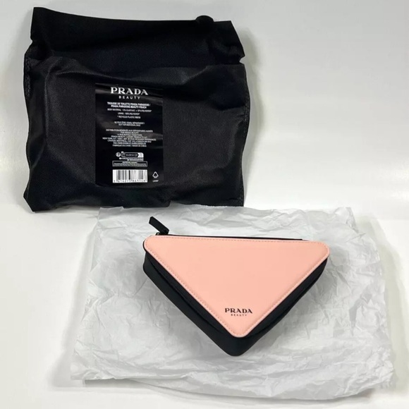 NWT Prada Triangle Beauty Pouch w/ d-ring and chain set $200 retail! - Picture 2 of 3